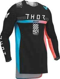 Thor Youth Sportmode Synth Jersey - Black/White/Turquoise/Coral
