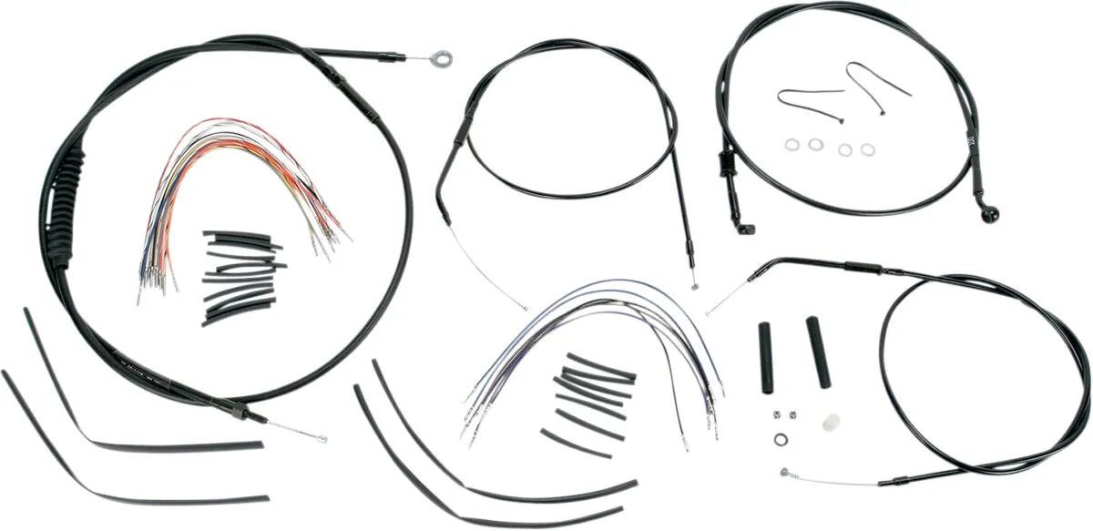 BURLY BRAND Black Vinyl Handlebar Cable/Line Kit for Ape Hangers