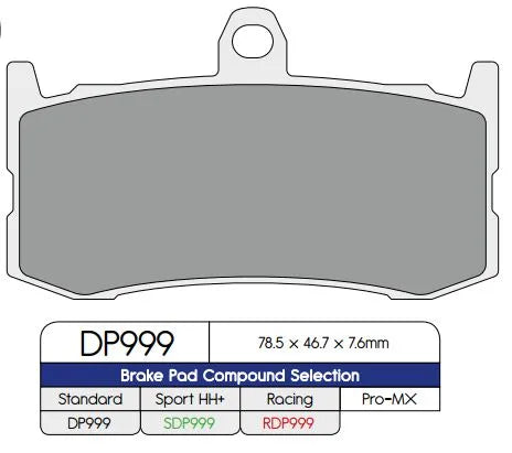 Dp Brakes Rdp999 Race Pads For High-performance Braking - Front