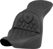 Saddlemen Roadsofa Seat - Black Lattice Stitched - For Harley Davidson