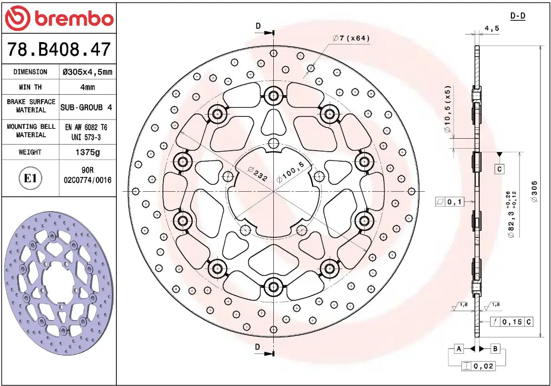 Brembo Serie Oro Floating Brake Rotor