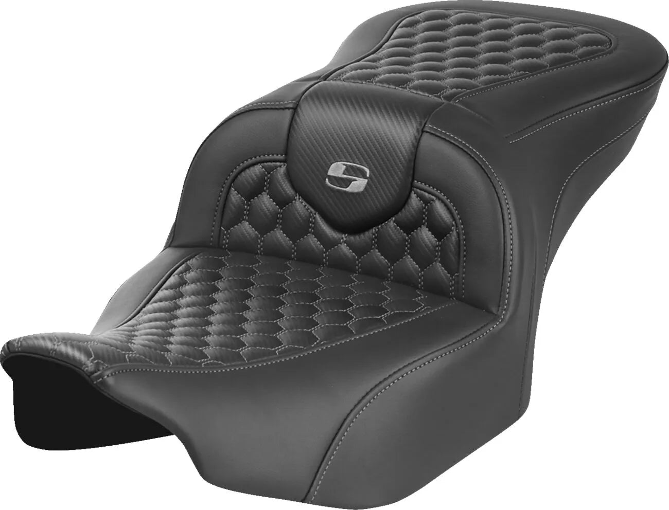 Saddlemen Roadsofa Seat - Honeycomb Stitching - For Harley Davidson