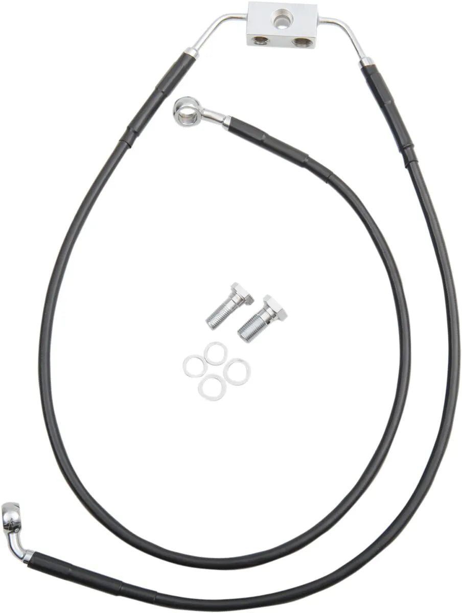 Drag Specialties Extended Black Vinyl Brake Line Kit Abs