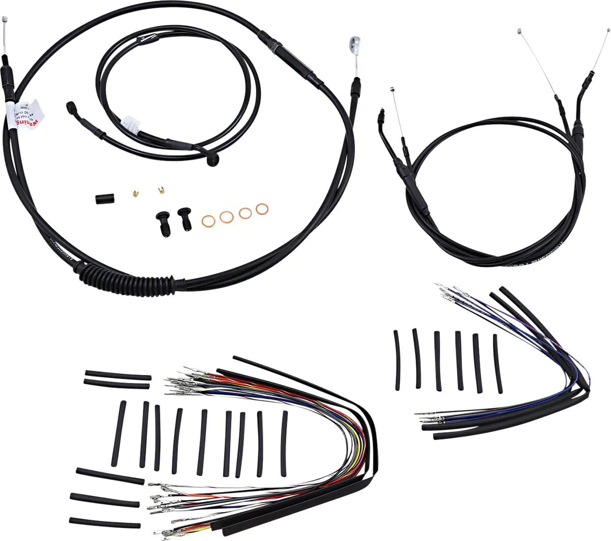 BURLY BRAND Complete Black Vinyl Handlebar Cable/Line Kit for