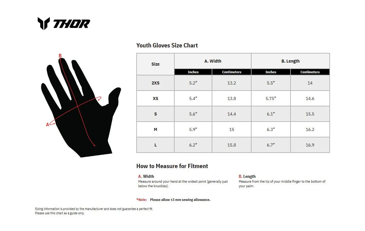 Thor Youth Launchmode Split Gloves - Red