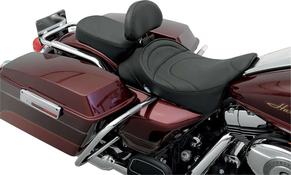 Drag Specialties Pillion Pad - Black Leather - For Harley Davidson
