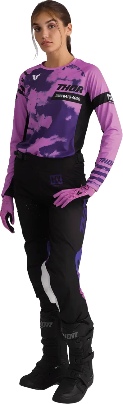 Thor Women's Launchmode Bleach Motocross Pants - Black/Purple/White