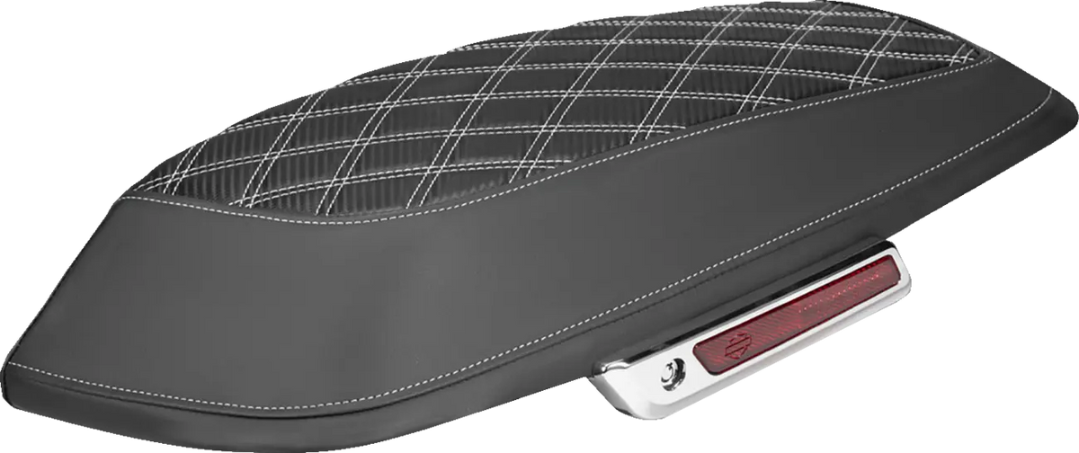 Saddlemen Lattice Stitch Saddlebag Lid Covers Black White Stitch