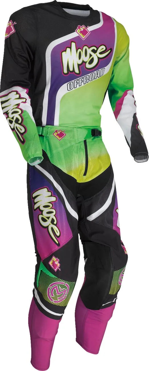 Moose Offroad Sahara Pants - Black/Green/Fluorescent Pink/Purple/White