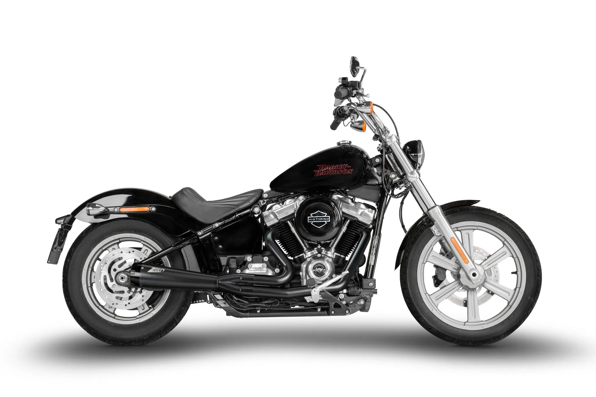 Zard 2:1 Full Exhaust System For H-d Softails (Black) - ECE Street Legal & Approved - ECE Street Legal Approved