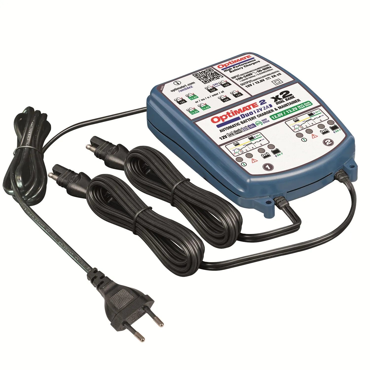 Tecmate Optimate 2 Duo: 12v 2a Battery Maintainer