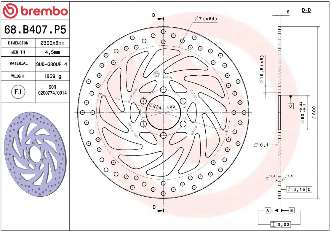 Brembo Serie Oro Fixed Brake Rotor Prime Line