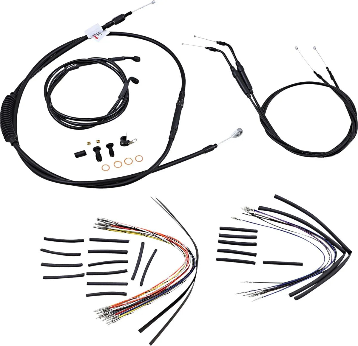 BURLY BRAND Black Vinyl Handlebar Cable/Line Kit for Ape Hangers