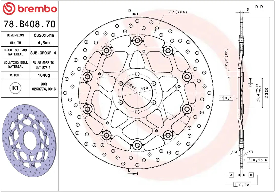 Brembo Serie Oro Floating Brake Rotor