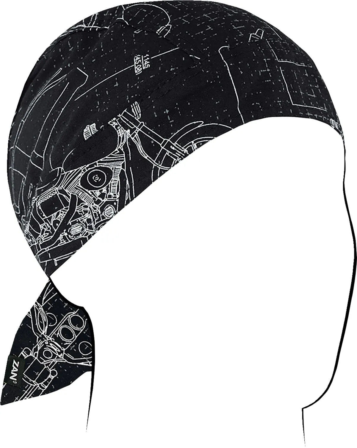 Zan Headgear Flydanna Moto Blueprint Cotton Headwrap