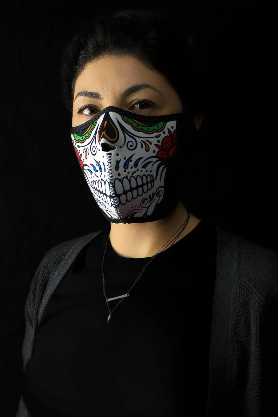 Zan Headgear Muerte Skull Half Mask Reversible Purple