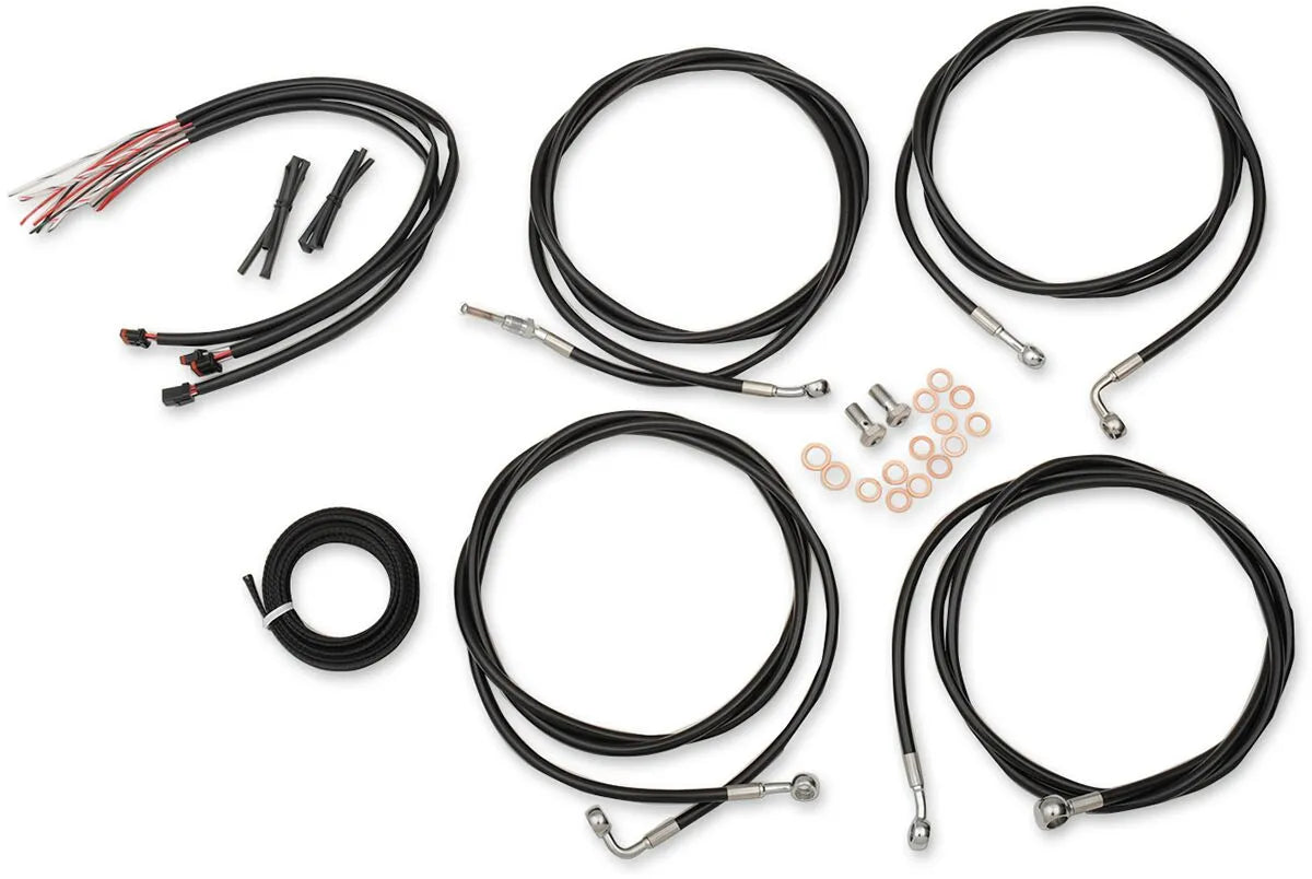 LA CHOPPERS Black Vinyl Braided Handlebar Cable Kit