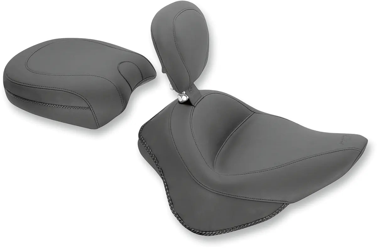 Mustang Wide Solo Seat With Backrest - For Harley Davidson