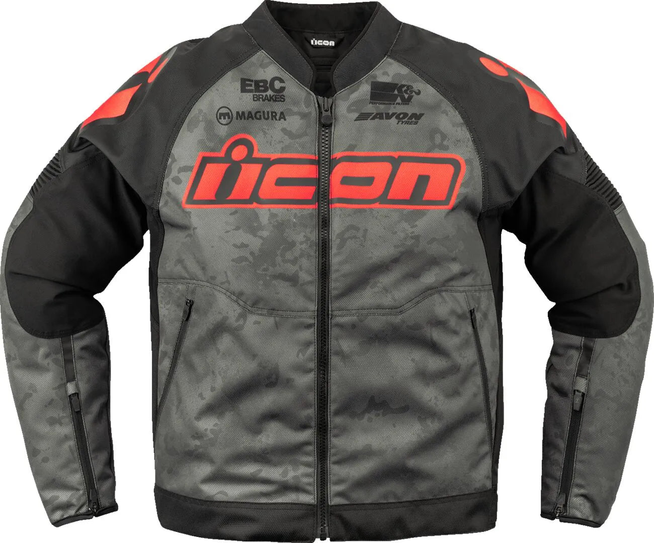 Icon Overlord3™ Magnacross Jacket - Black/Red/Camo Gray
