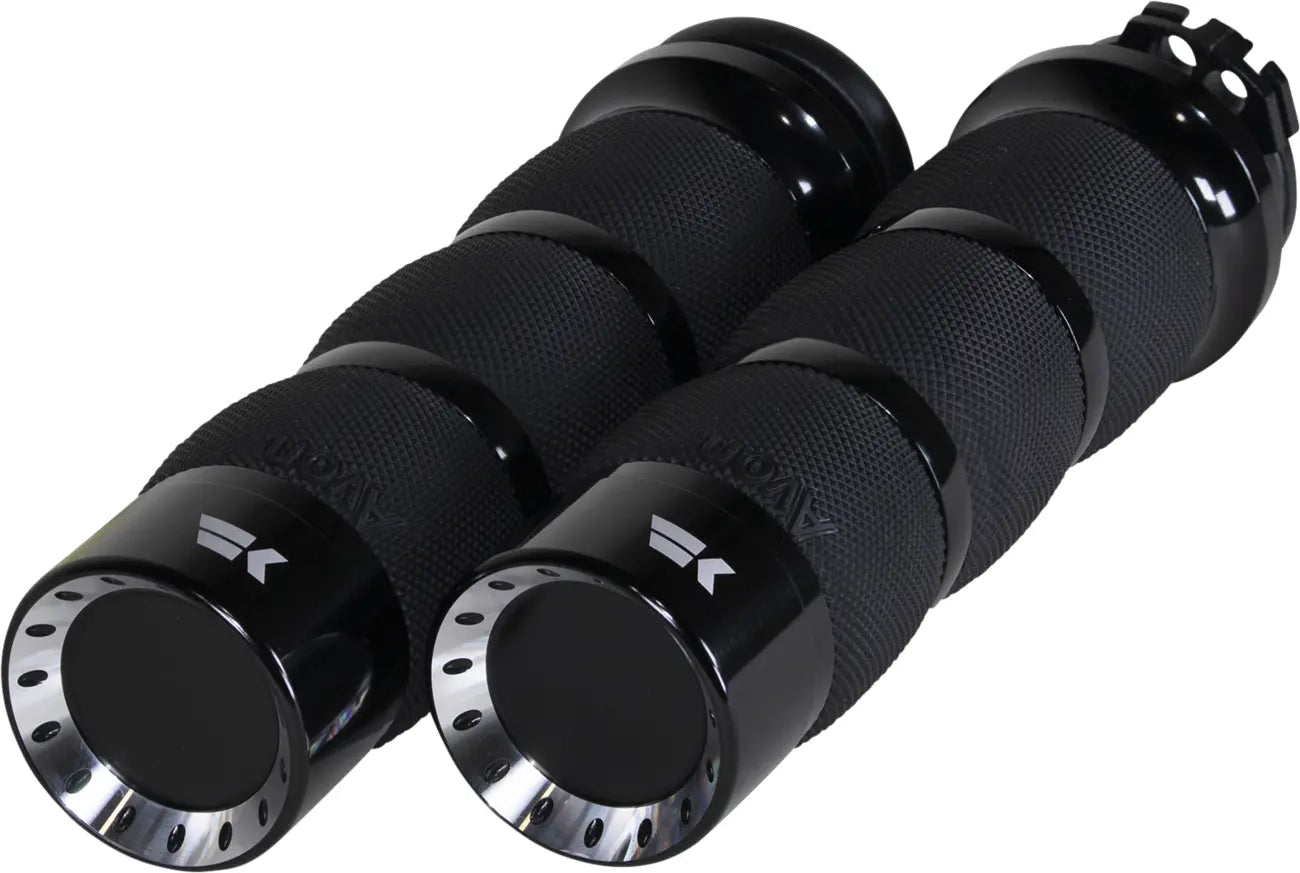 Khrome Werks Turbine Grips - Black Rubber, Aluminum