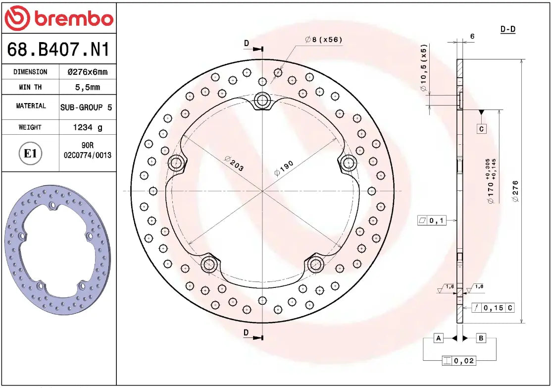 Brembo Serie Oro Prime Line Fixed Brake Rotor
