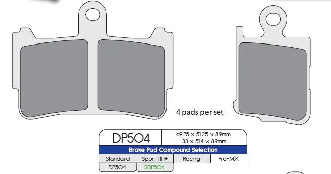 Dp Brakes Sdp504hh+ Sintered Brake Pads (Front) - Front