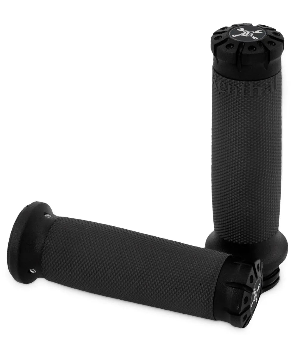 Burly Brand Hawk Grips Dual Cable Billet Black Machined for 1"