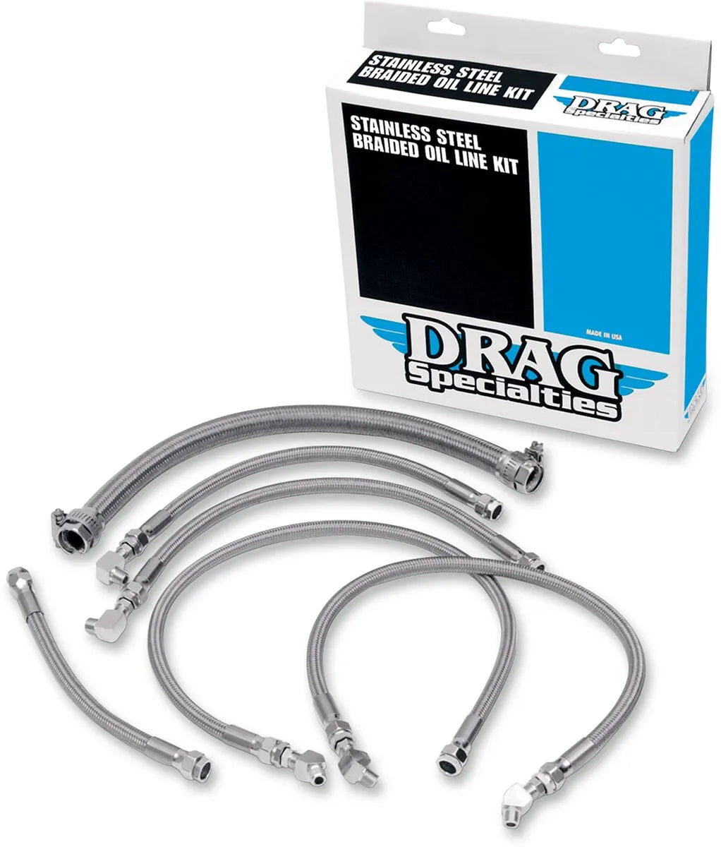 Drag Specialties Stainless Steel Braided Oil Line Kit