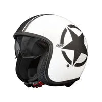 Premier Helmets Vintage Star Helmet Open Face - Matte Black/white