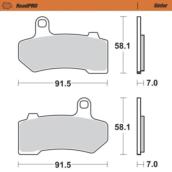Moto-master Roadpro Sinter Brake Pad For High Performance Motorcycles - Front