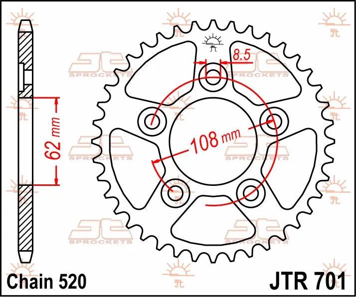 Jt Sprockets Steel Rear Sprocket 520-40t