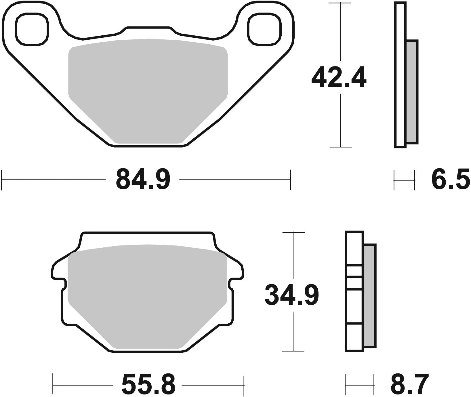 Sbs Hf Street Ceramic Organic Brake Pads Set - Front & Rear