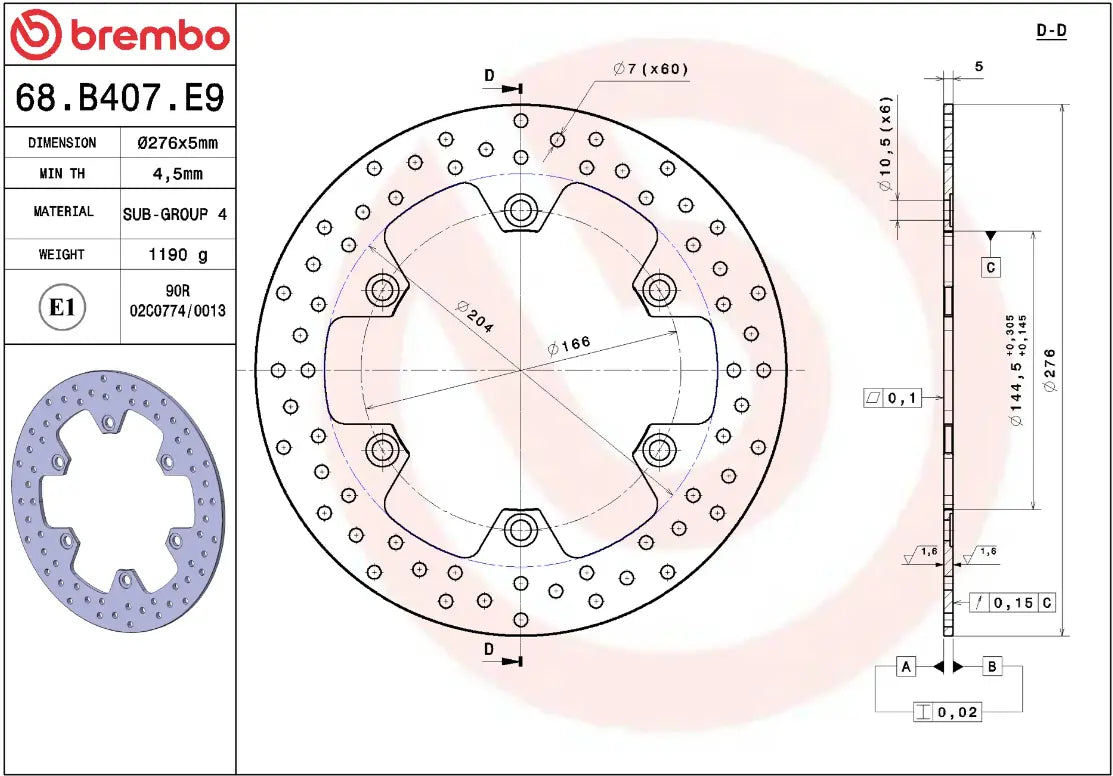 Brembo Serie Oro Fixed Brake Rotor Prime Line