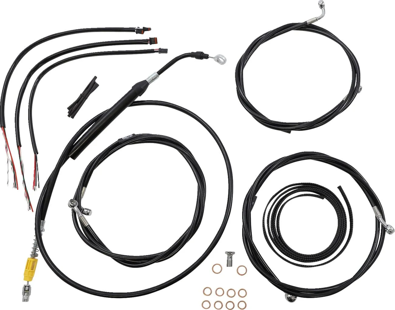 La Choppers Black Vinyl Braided Handlebar Cable Kit for 18-20"
