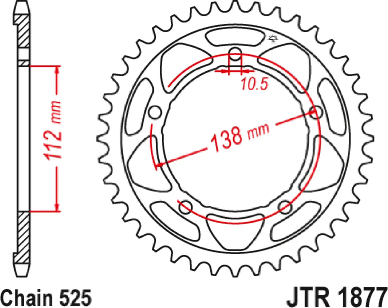 Jt Sprockets Steel Rear Sprocket - 525, 45t