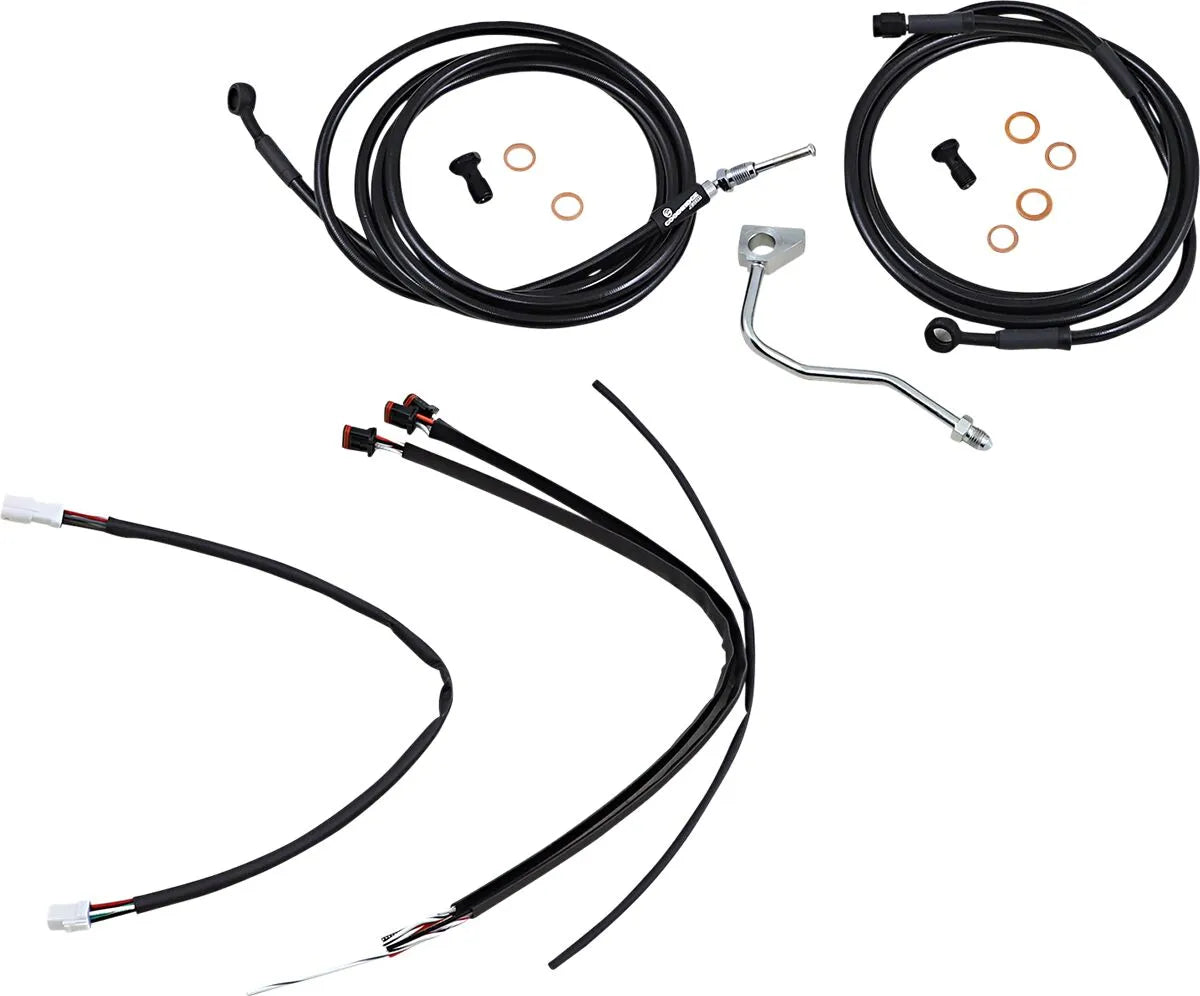 Burly Brand Complete Black Vinyl Cable Kit for Ape Hangers