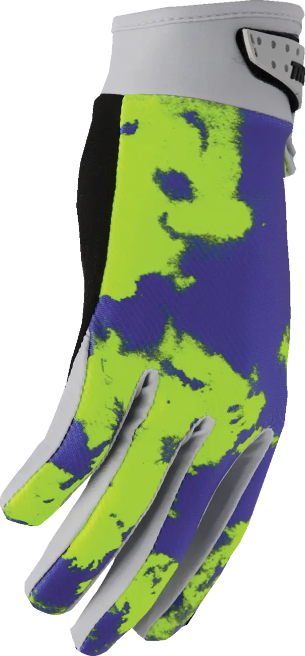 Thor Youth Launchmode Bleach Gloves - Gray/Acid