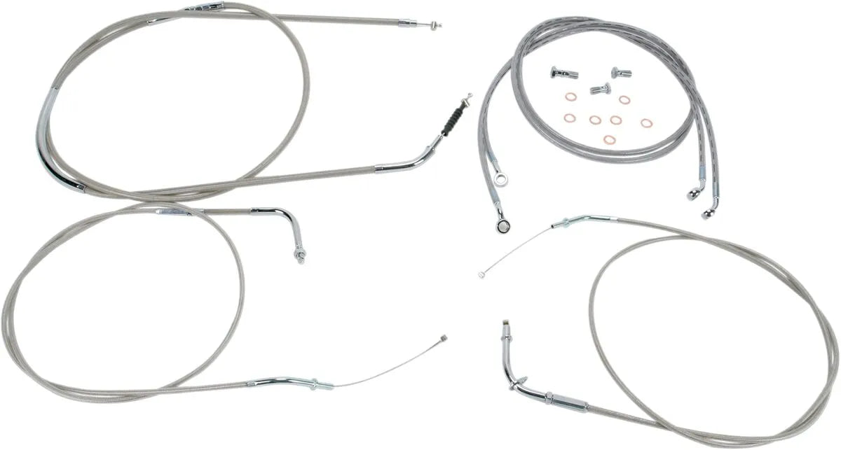 BARON Stainless Handlebar Cable/Line Kit for 15"-17" Bars