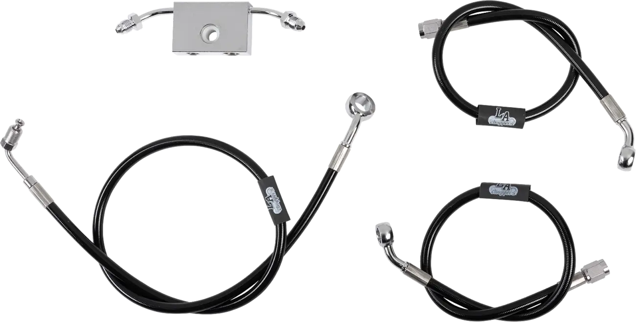 La Choppers Black Braided Brake Line Kit With Abs
