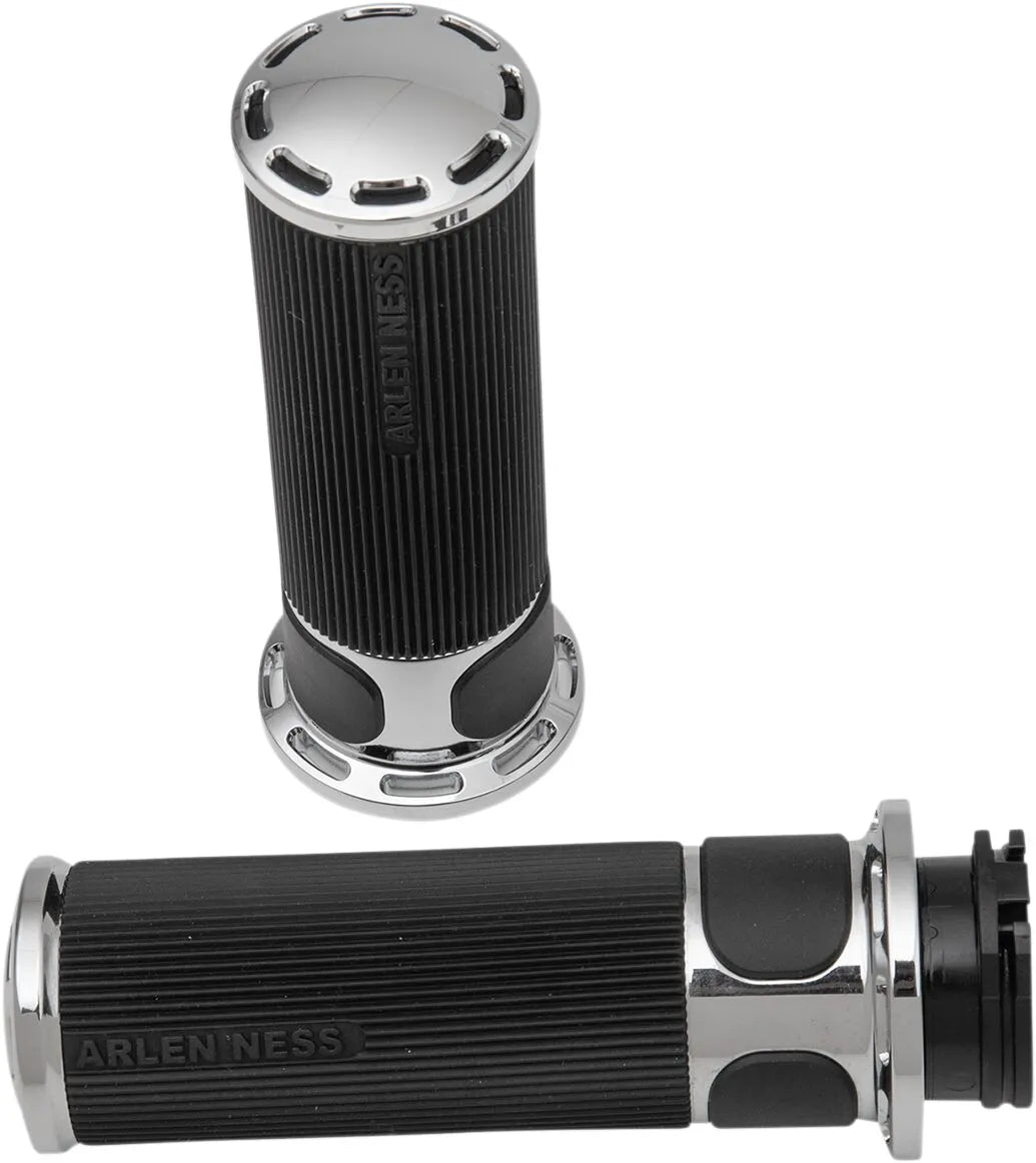 Arlen Ness Slot Track Grips - Black/chrome