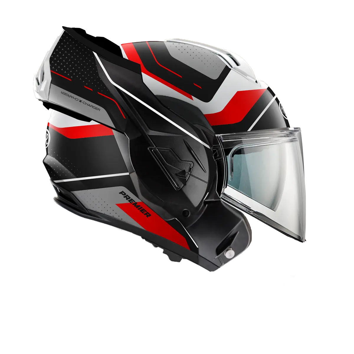 Premier Helmets X-charger Modular Helmet - Black/gray/red/white