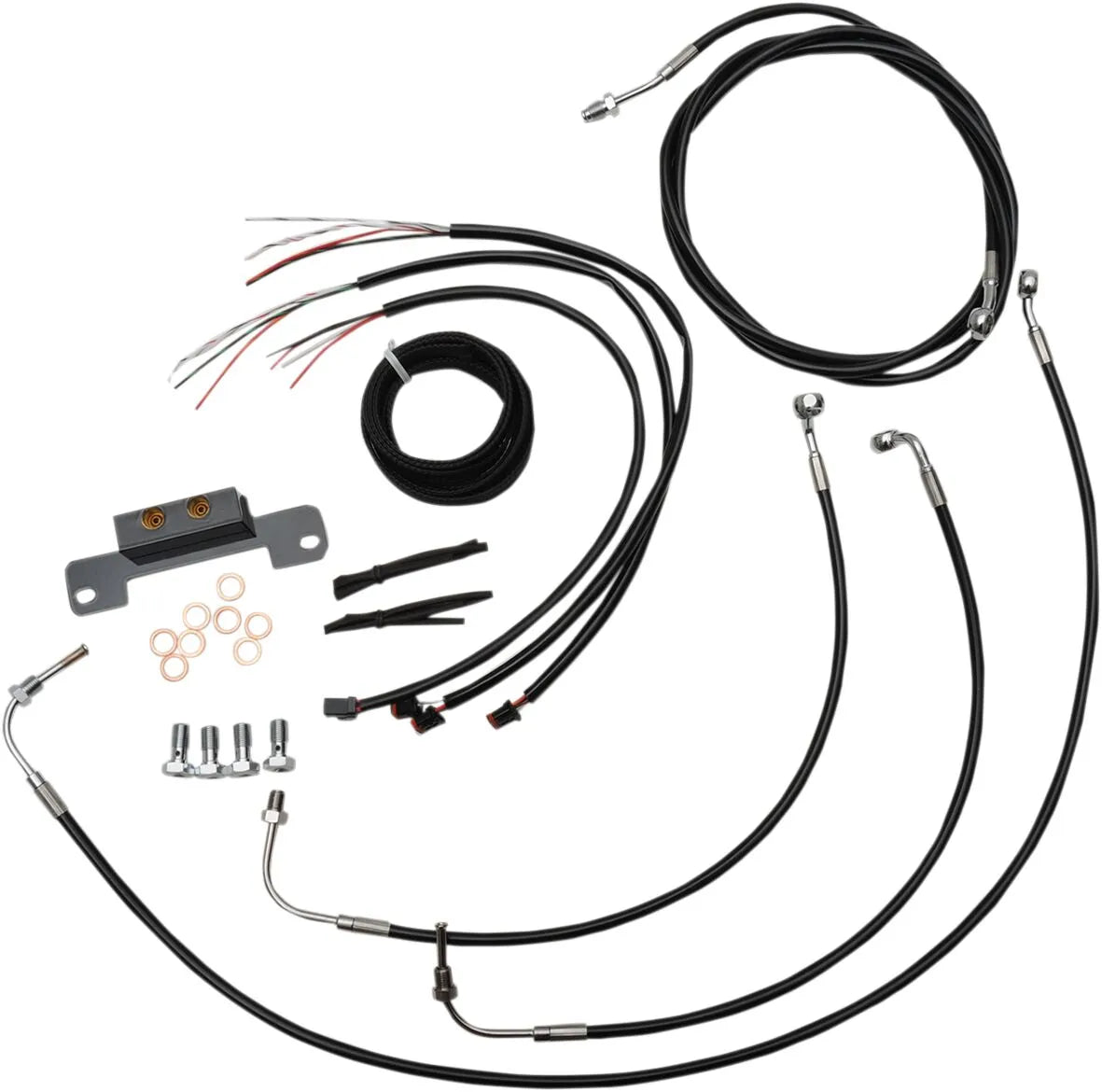 La Choppers Complete Black Vinyl Braided Handlebar Cable/Brake