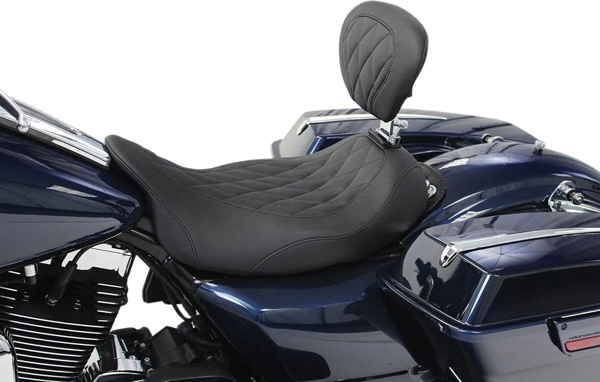 Mustang Wide Tripper Solo Seat W/ Backrest - For Harley Davidson