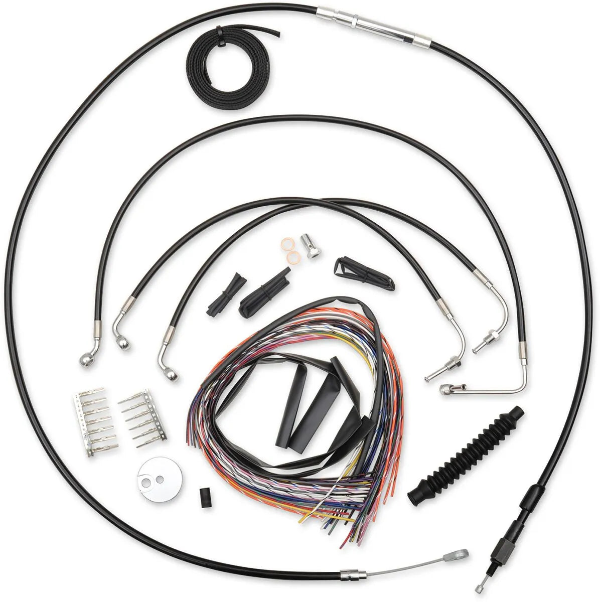 LA CHOPPERS Black Vinyl Braided Cable/Brake Line Kit for Ape
