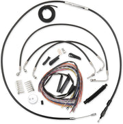 LA CHOPPERS Black Vinyl Braided Cable/Brake Kit for 12"-14" Bars