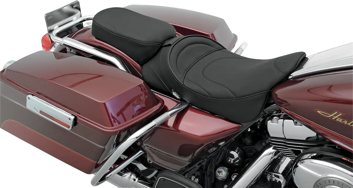 Drag Specialties Pillion Pad - Black Leather - For Harley Davidson