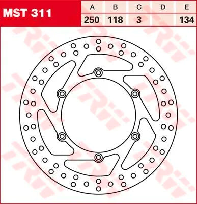 Trw Round Fixed Brake Rotor For 250-299mm Discs - Front