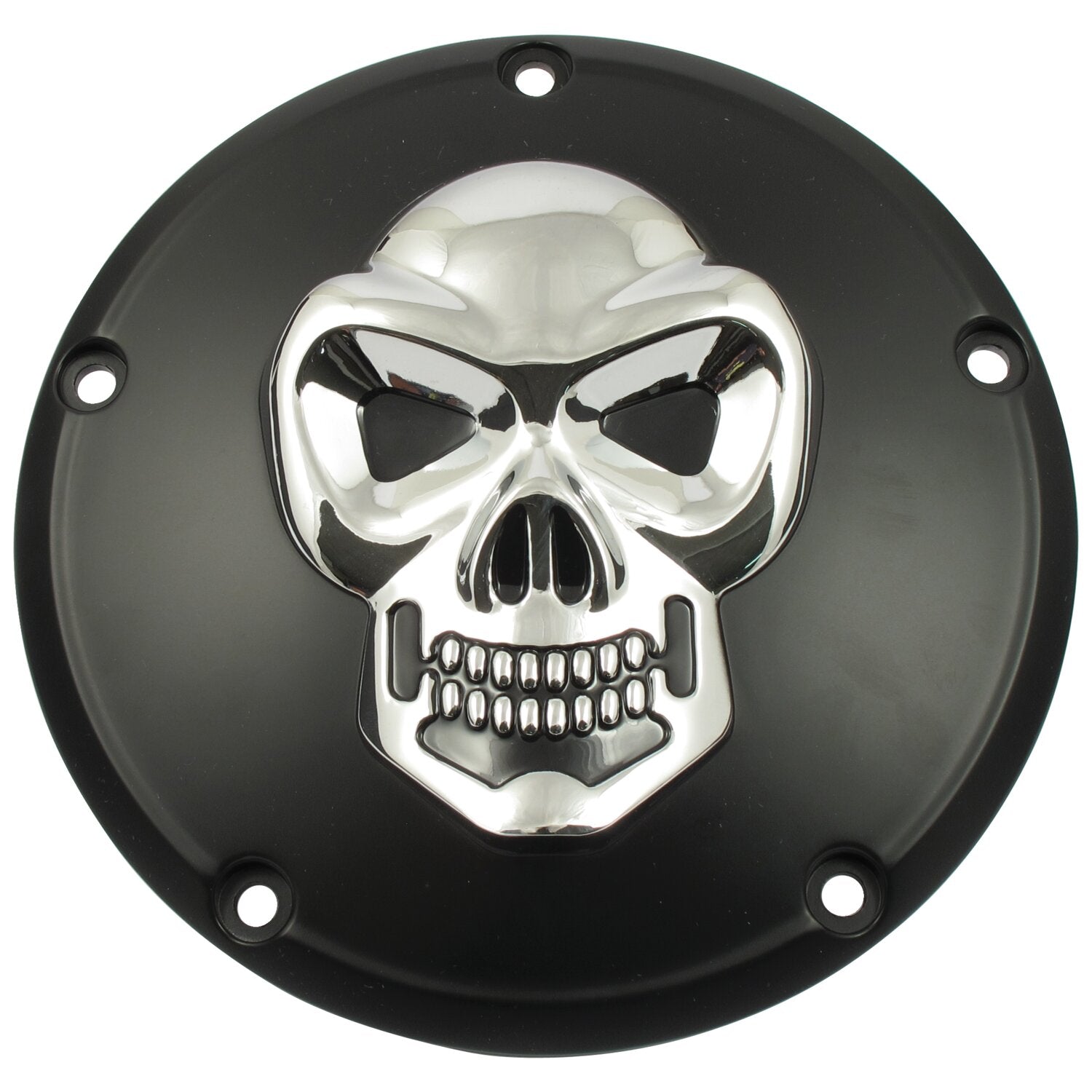 MCS Skull derby cover 5-hole - Black & Chrome