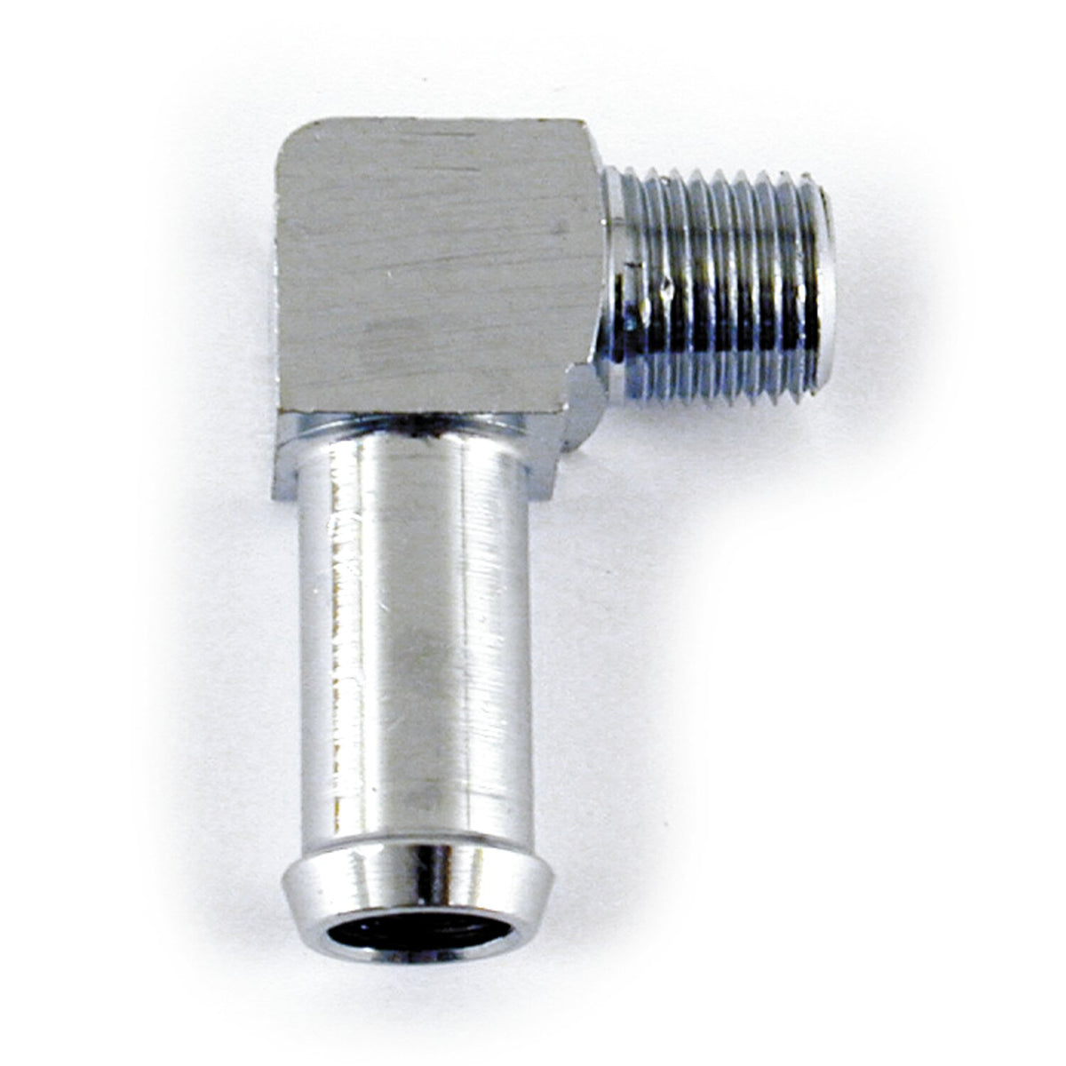 MCS Oil line fitting 90 degree - 1/8"-27 NPT to 3/8" - Chrome