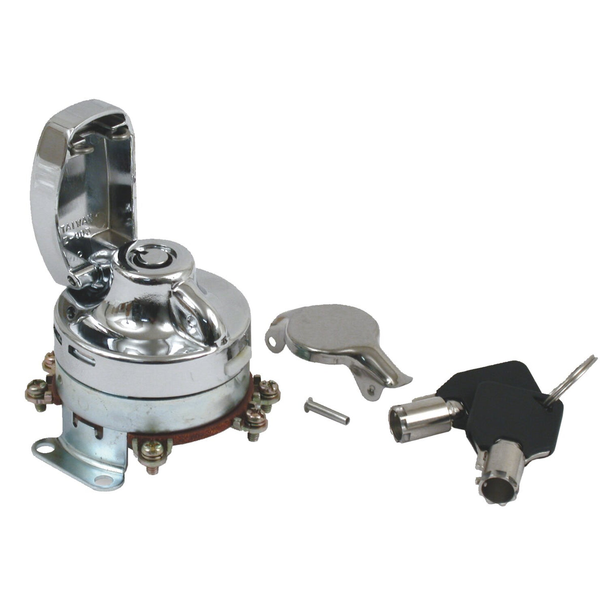 MCS FL style ignition switch 'electronic' - round key chrome